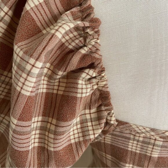 PrettyLittleThing Cream and Brown Checkered Mini Dress Women’s Size 4 - Picture 4 of 10